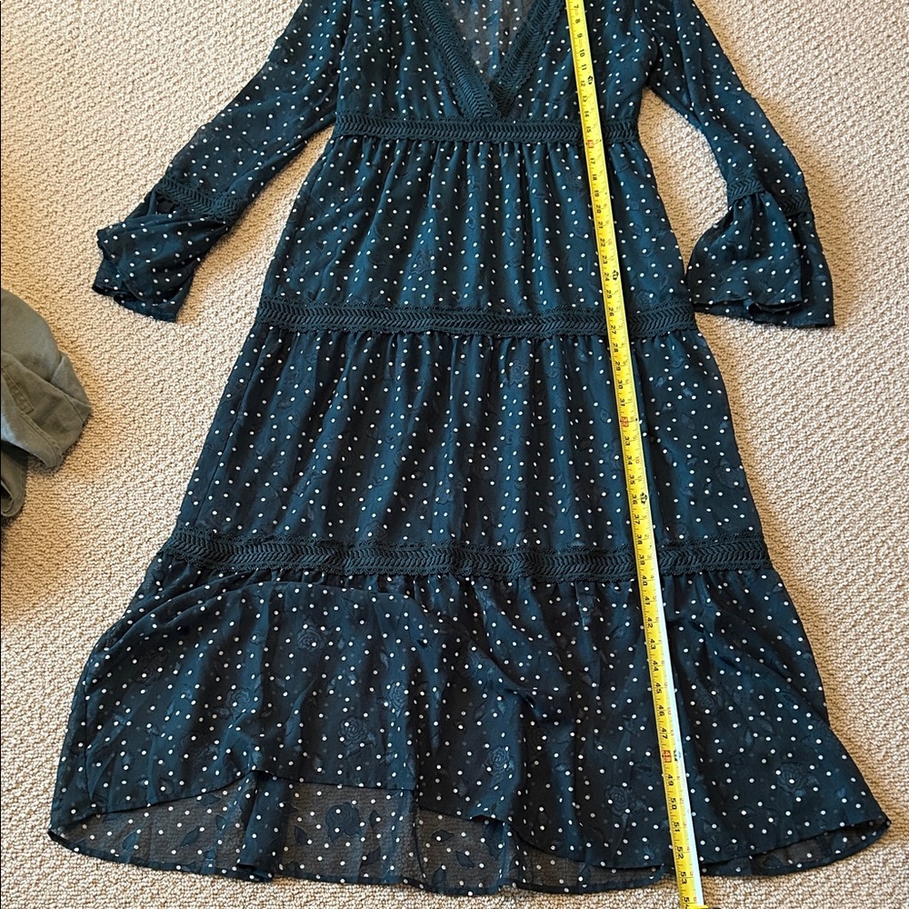 Dark green Polka Dot Maxi Dress mom River